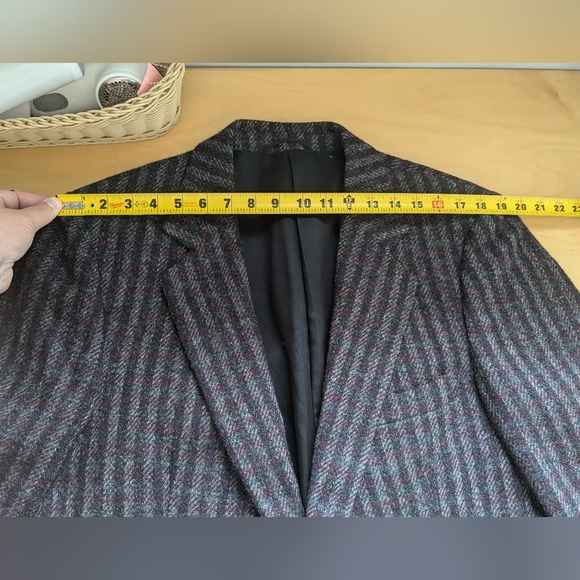 VINTAGE HARRIS TWEED Men Blazer 100% Wool No Size Tag Gray And Red - Picture 12 of 13